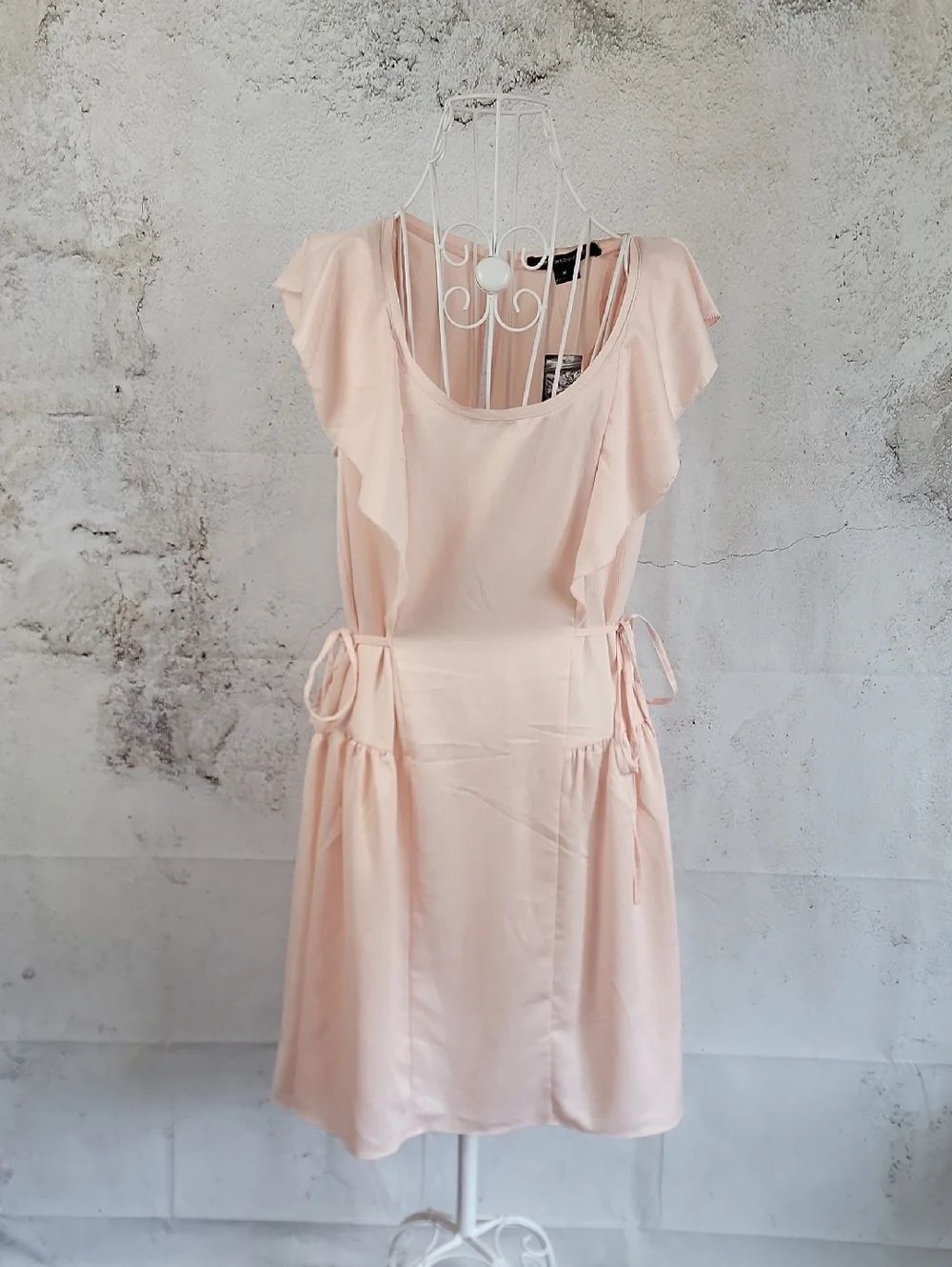 French Connection Mini Soft Pink Draped Cap Sleeve Women's Dress Size M NWT